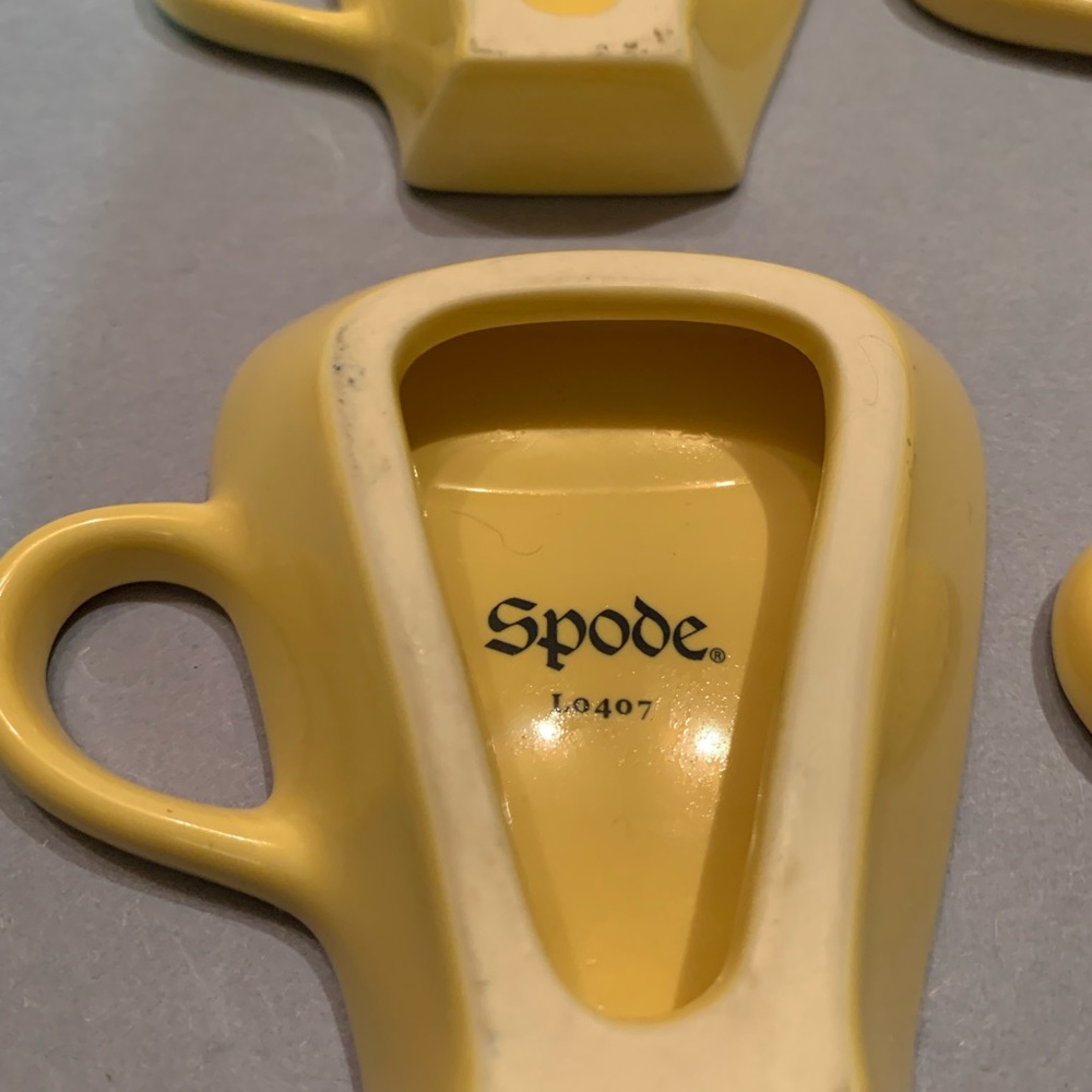 SPODE 4 Blue Room Garden Flowers Yellow Teacup Shaped Teabag/Spoon Rests L0407 - Picture 8 of 17